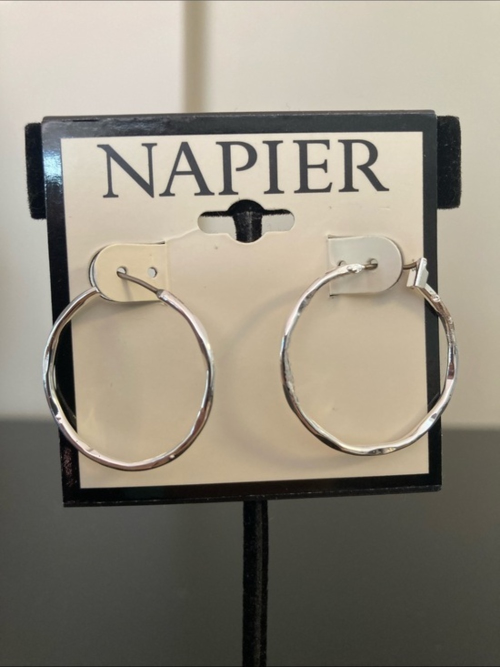 Napier Silver Hoop Earrings with Subtle Twist